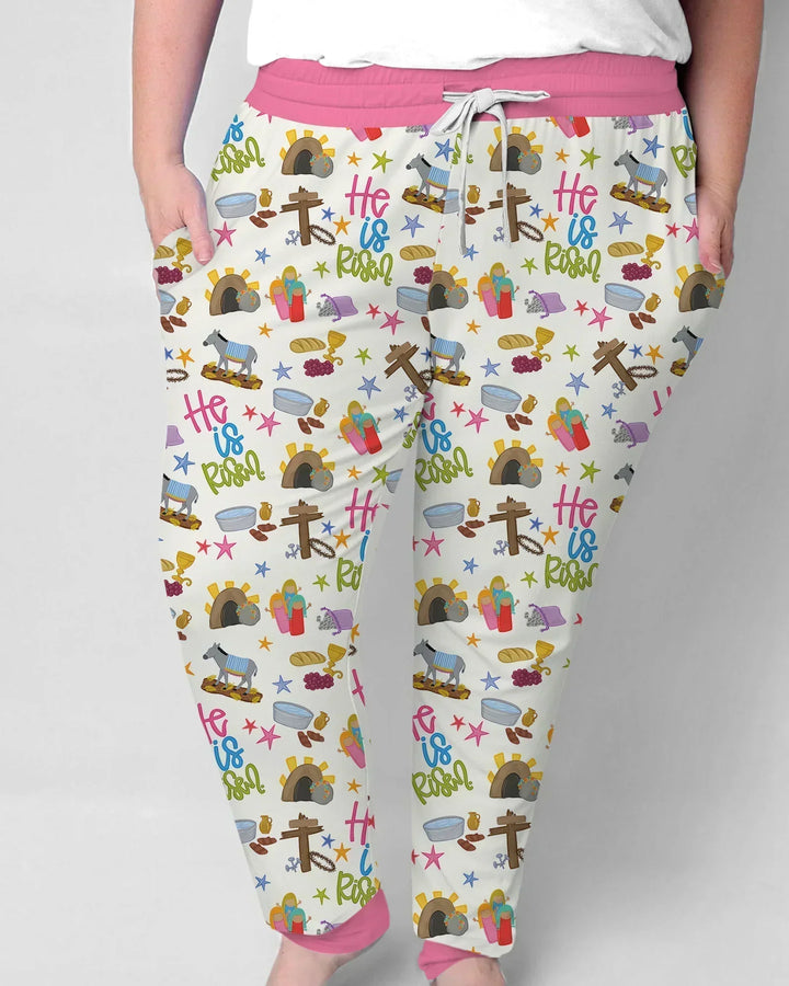 Biblische Geschichte Ostern Familien-Pyjama-Set aus Bambus für Damen
