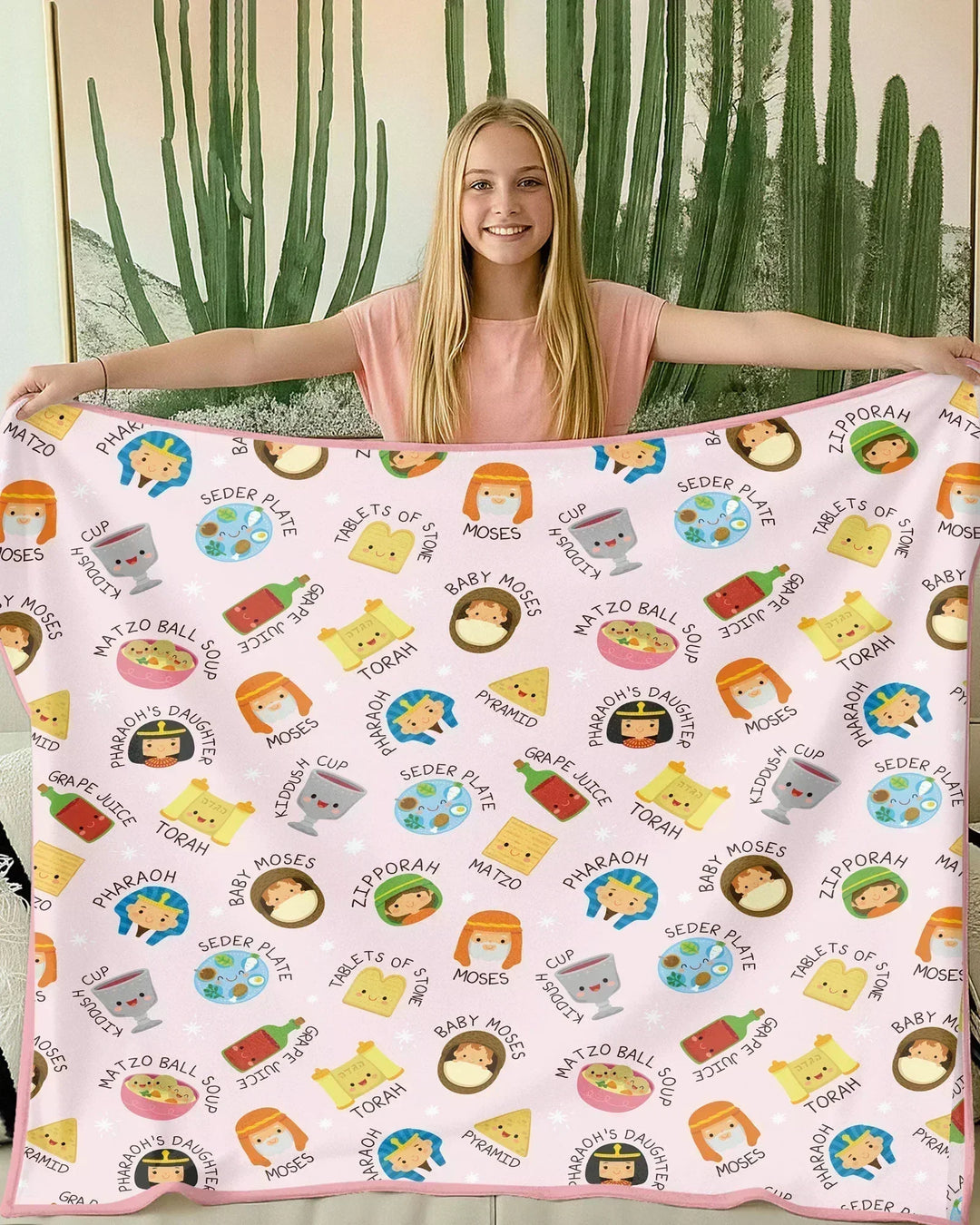 Cute Passover Characters Bamboo Blanket
