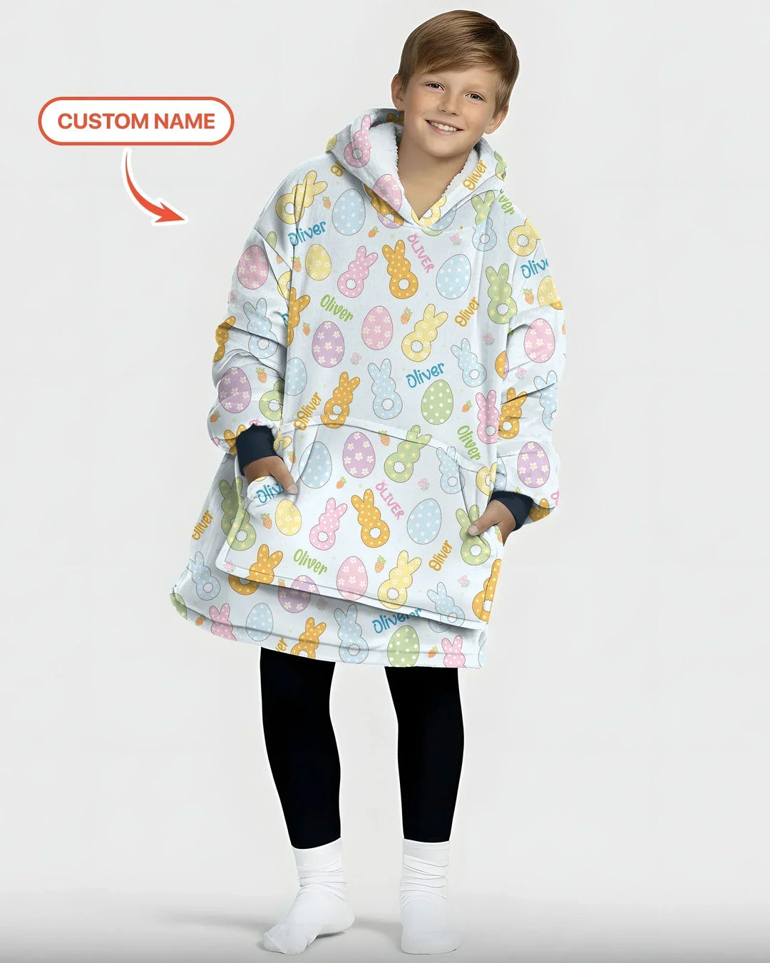 Personalisierbarer Name Frühlings-Pastell-Oster-Bambus-Deckenhoodie