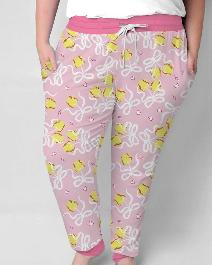 Softball Kirsche Mama und Mädchen passendes Bambus Damen Pyjama-Set