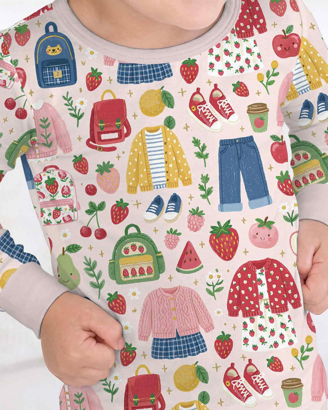 Zweiteiliges Langarm-Pyjama-Set mit Sommerfrüchten