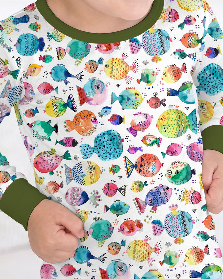 Zweiteiliges Langarm-Pyjama-Set mit Sommerfrüchten