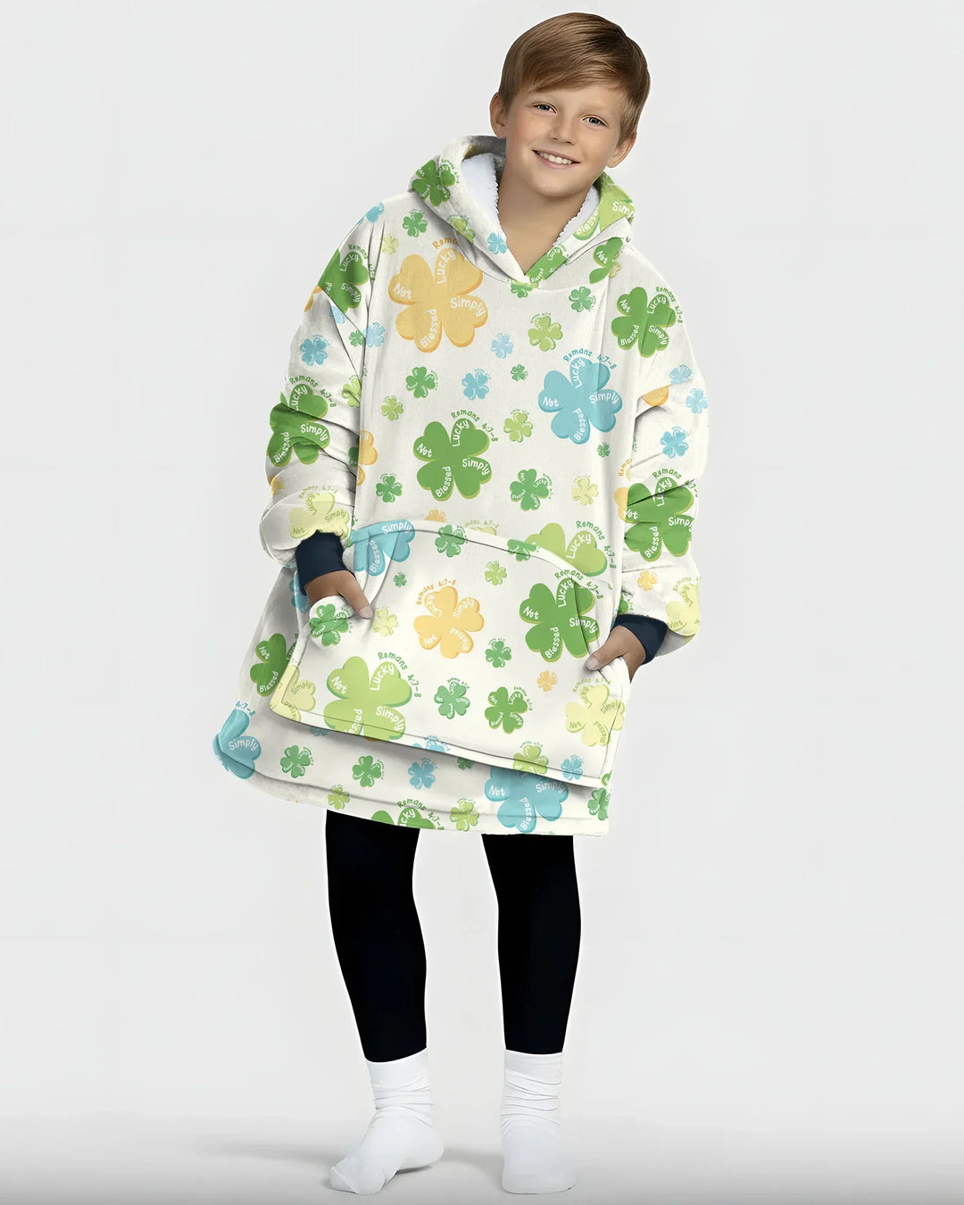 Kleeblatt-Druck St. Patrick's Day Tragbarer Bambus-Deckenhoodie