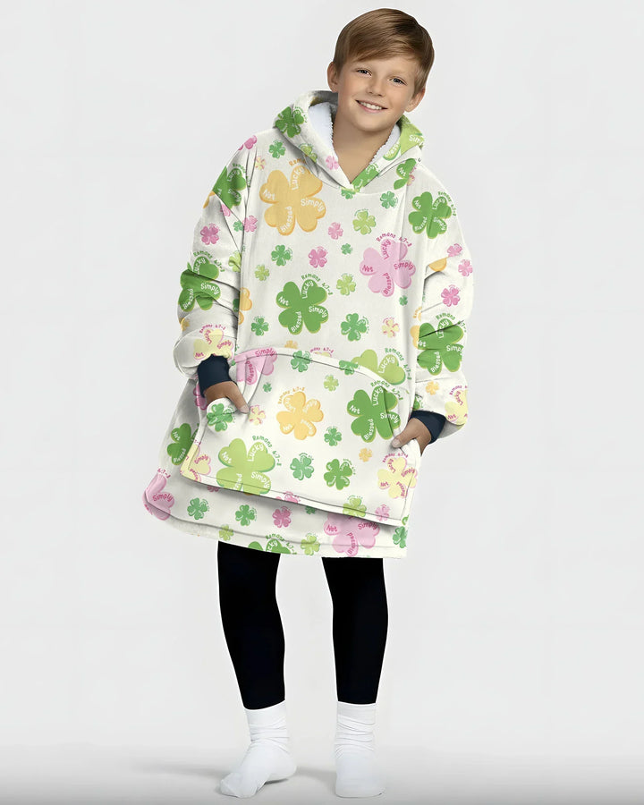 Kleeblatt-Druck St. Patrick's Day Tragbarer Bambus-Deckenhoodie
