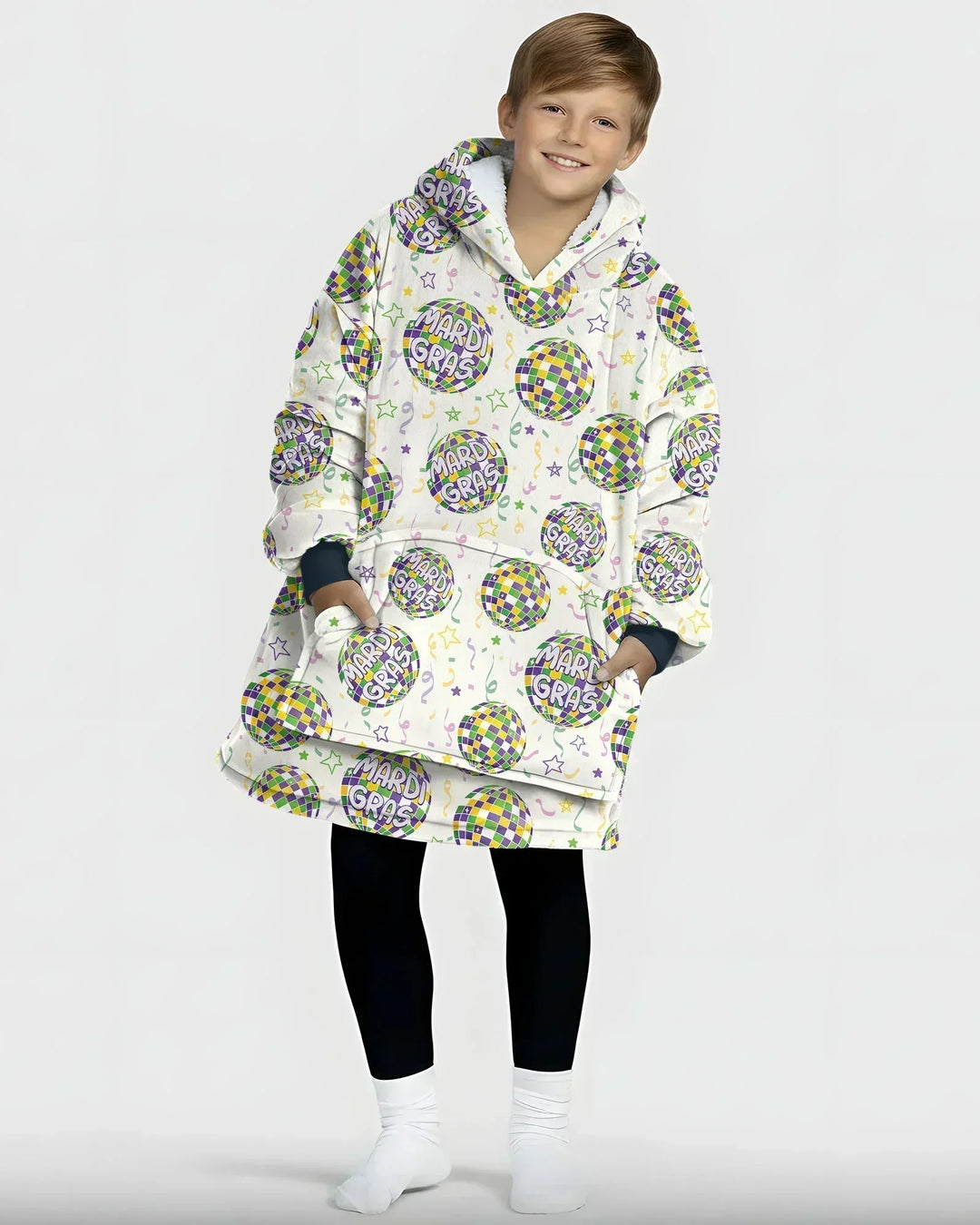 Mardi Gras Discokugel Tragbarer Bambus-Deckenhoodie