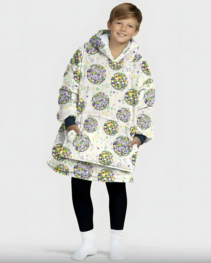 Mardi Gras Discokugel Tragbarer Bambus-Deckenhoodie