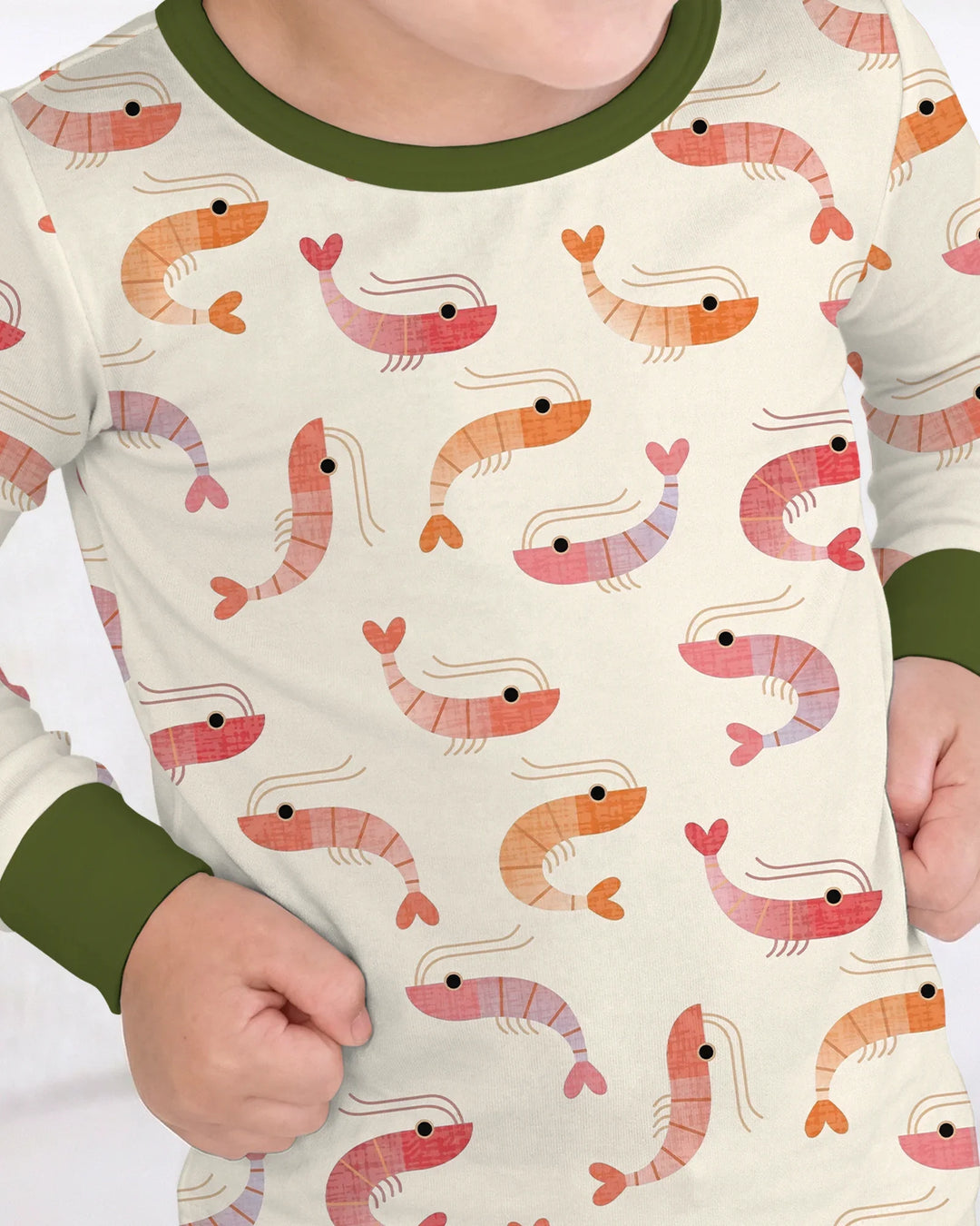 Sweet Shrimp Parade  Bamboo Two Piece Long Sleeve Pajama Set