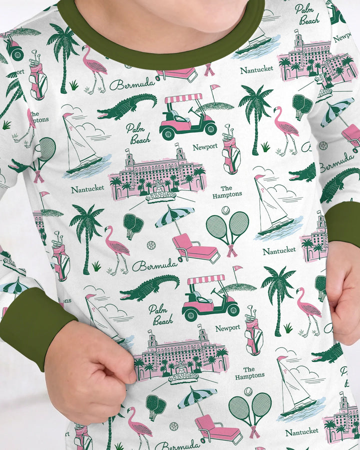 Preppy Palm Getaway Bamboo Two Piece Long Sleeve Pajama Set