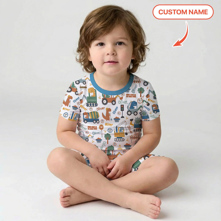 Zweiteiliges Pyjama-Set mit kurzen Ärmeln und Shorts im Sommer-Design