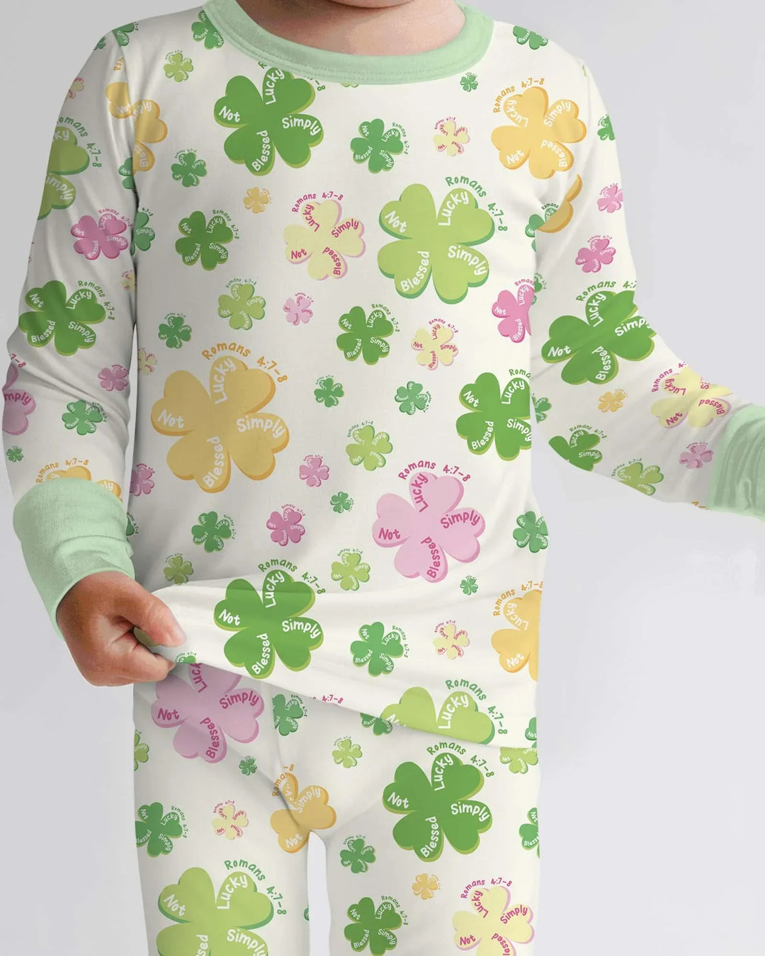 Shamrocks Print St. Patrick's Day Bamboo Two Piece Long Sleeve Pajama Set