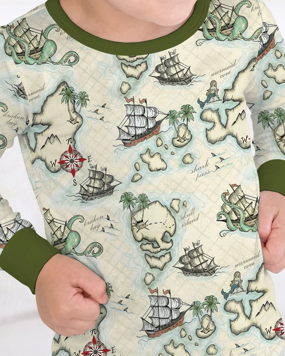 Pirate Treasure Map Quest  Bamboo Two Piece Long Sleeve Pajama Set