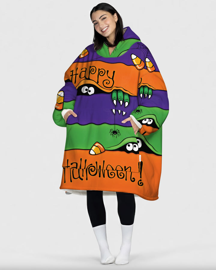 Happy Halloween Bamboo Blanket Hoodie