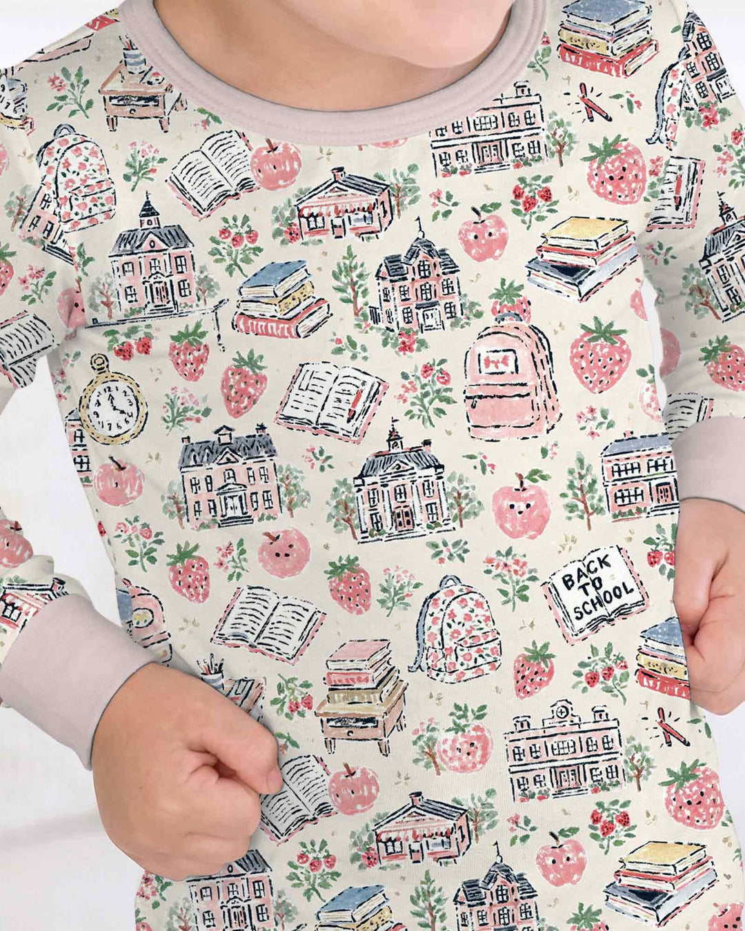 Coquette Strawberry School Days Bamboo Two Piece Long Sleeve Pajama Set