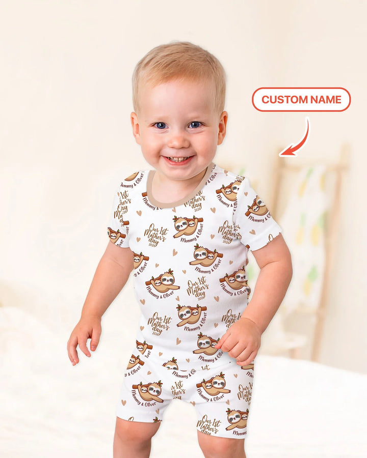 Zweiteiliges Pyjama-Set mit kurzen Ärmeln und Shorts im Sommer-Design
