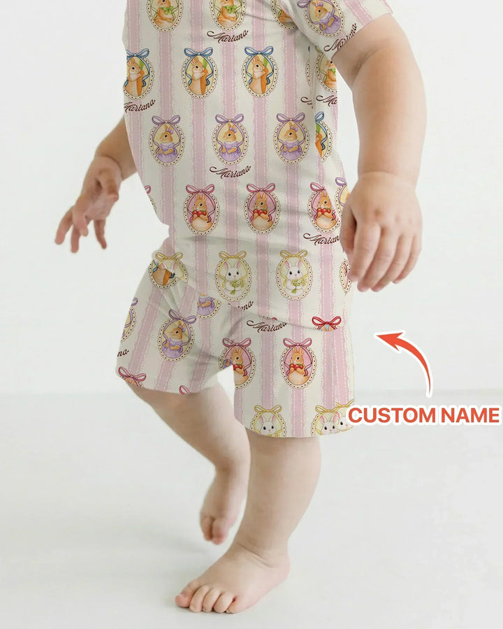 Zweiteiliges Pyjama-Set mit kurzen Ärmeln und Shorts im Sommer-Design