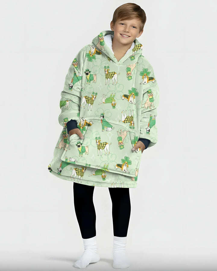 St. Patrick's Day Welpen tragbare Bambus-Decken-Kapuzenjacke