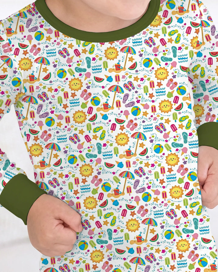 Sunshine Splash Party Bamboo Two Piece Long Sleeve Pajama Set