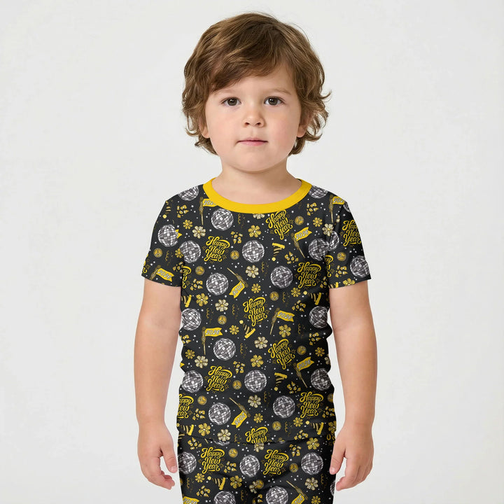 Disco New Years Eve Bamboo Two Piece Short Sleeve Pajama Set