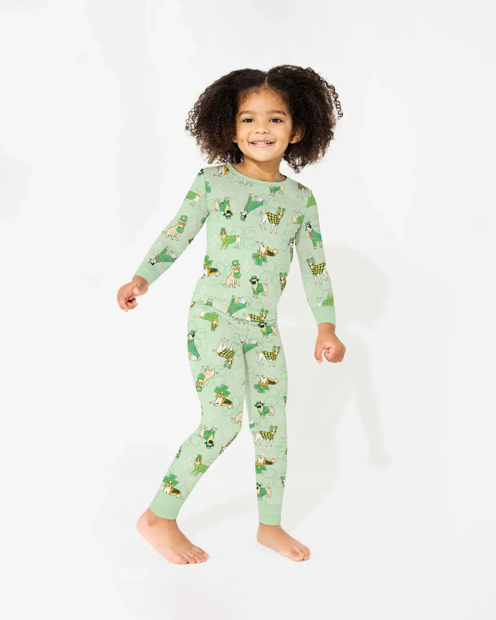 St. Patrick's Day Puppies Bamboo Two Piece Long Sleeve Pajama Set