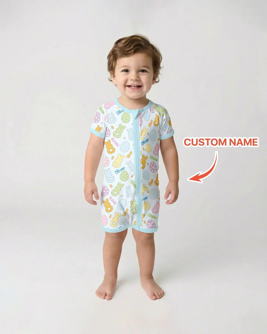 Custom Name Spring Pastel Easter Bamboo Shorty Zippy