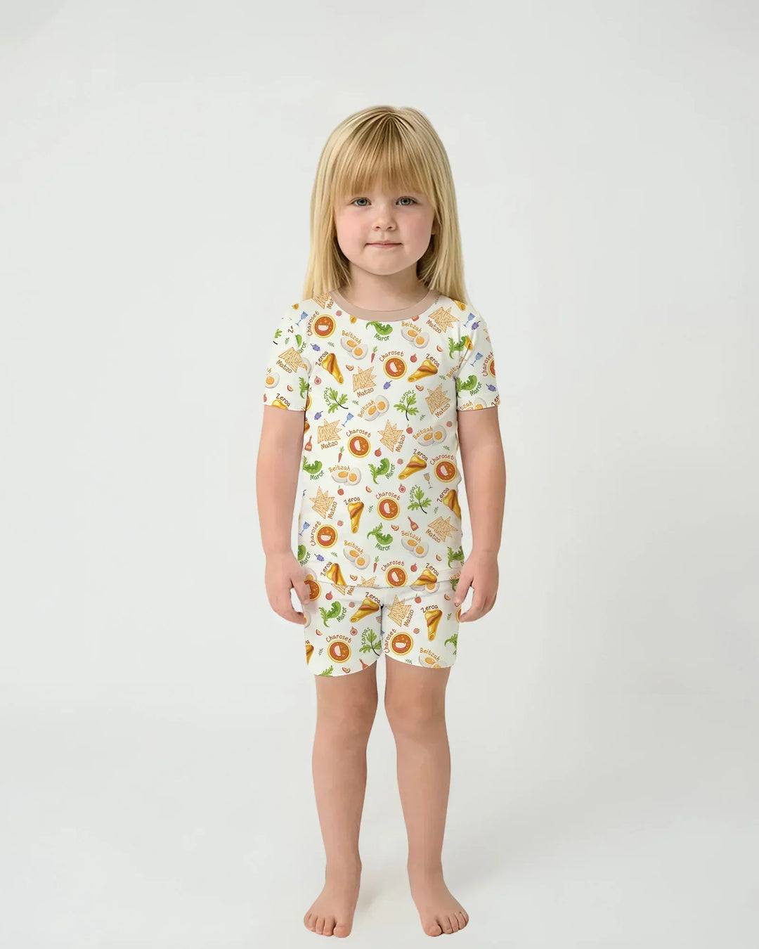 Template Zweiteiliges Pyjama-Set mit kurzen Ärmeln und Shorts