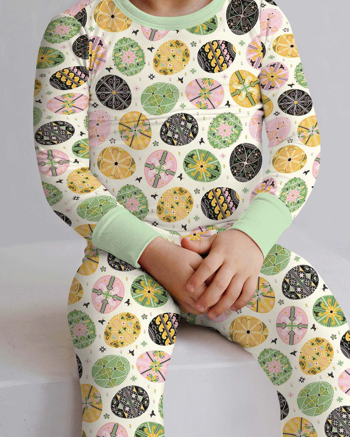 Zweiteiliges Langarm-Pyjama-Set mit Sommerfrüchten