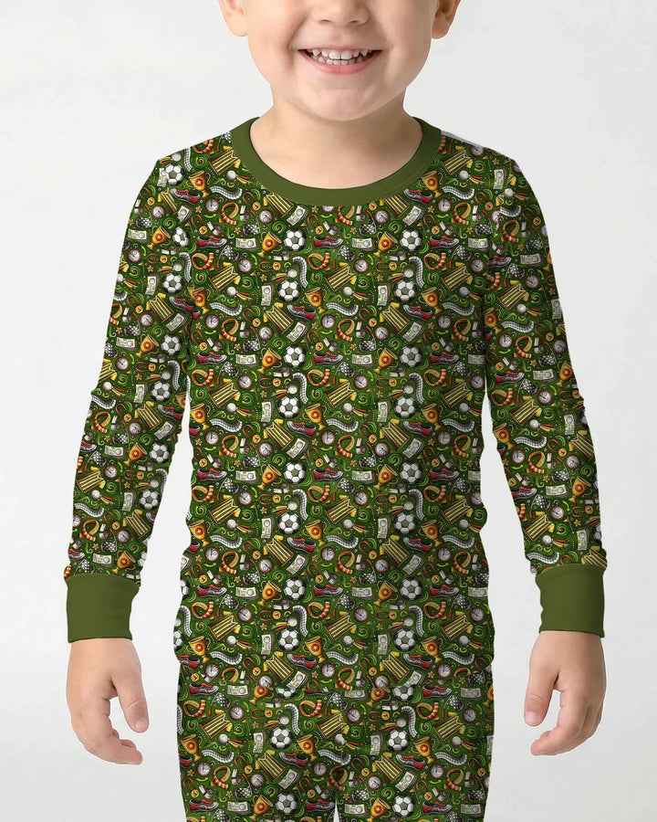 Zweiteiliges Langarm-Pyjama-Set mit Sommerfrüchten