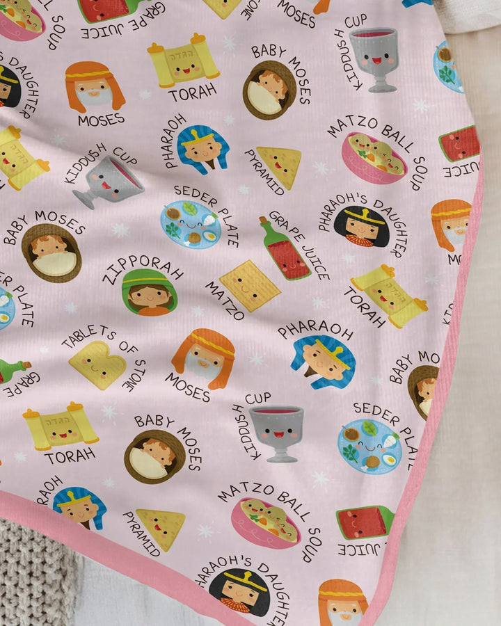Cute Passover Characters Bamboo Blanket