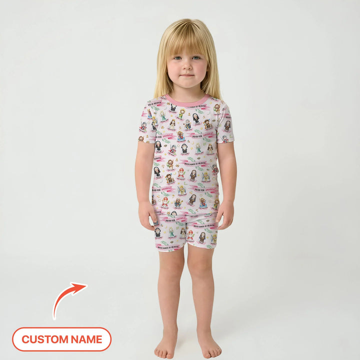 Zweiteiliges Pyjama-Set mit kurzen Ärmeln und Shorts im Sommer-Design