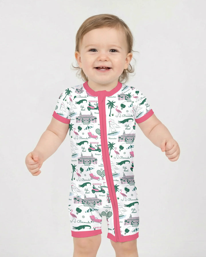 Preppy Palm Getaway Bamboo Shorty Zippy
