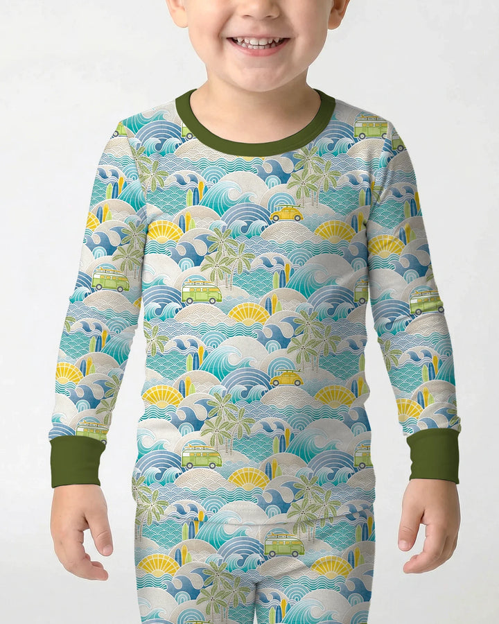 Zweiteiliges Langarm-Pyjama-Set mit Sommerfrüchten