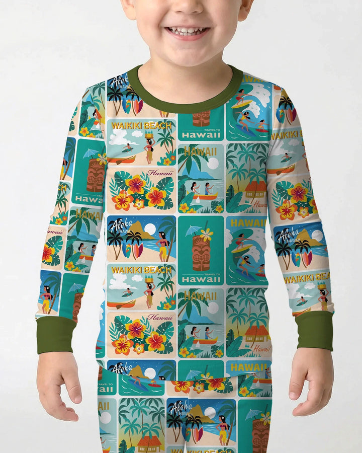 Zweiteiliges Langarm-Pyjama-Set mit Sommerfrüchten