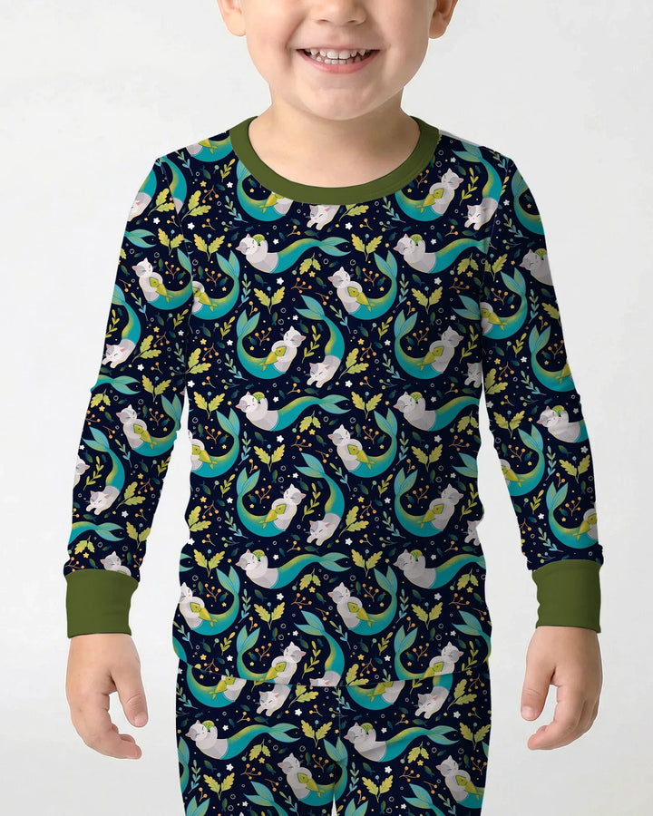 Zweiteiliges Langarm-Pyjama-Set mit Sommerfrüchten