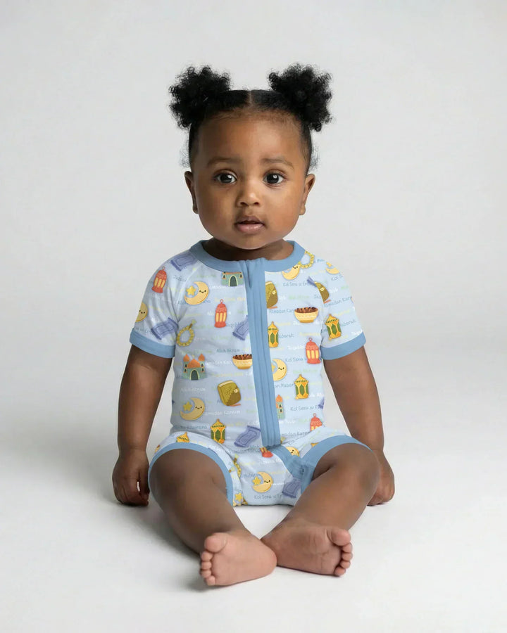 Ramadan Mubarak Family Matching Bamboo Shorty Zippy