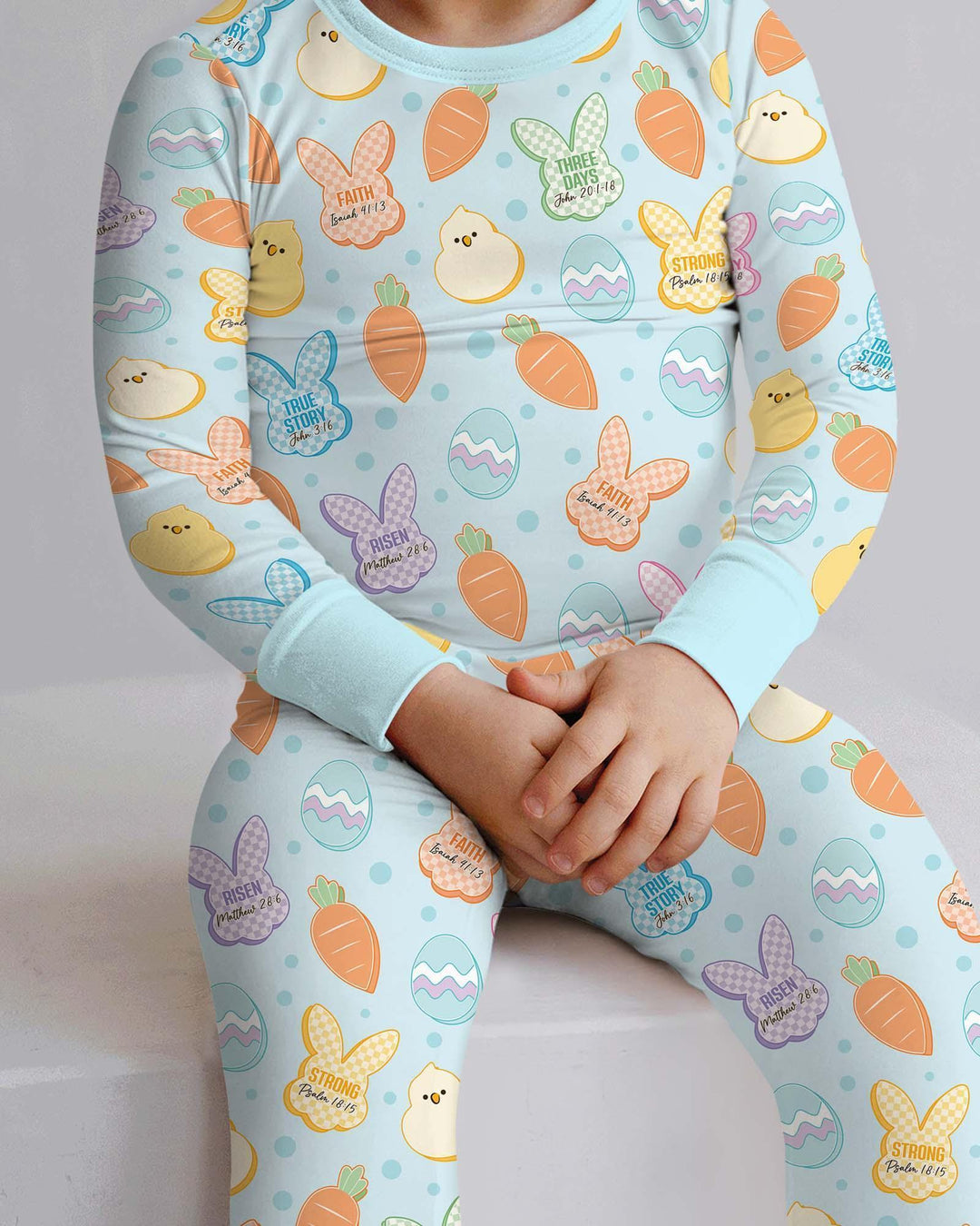 Easter Christian Bunny Bamboo Two Piece Long Sleeve Pajama Set
