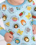 Zweiteiliges Langarm-Pyjama-Set mit Sommerfrüchten