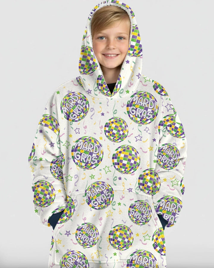 Mardi Gras Discokugel Tragbarer Bambus-Deckenhoodie