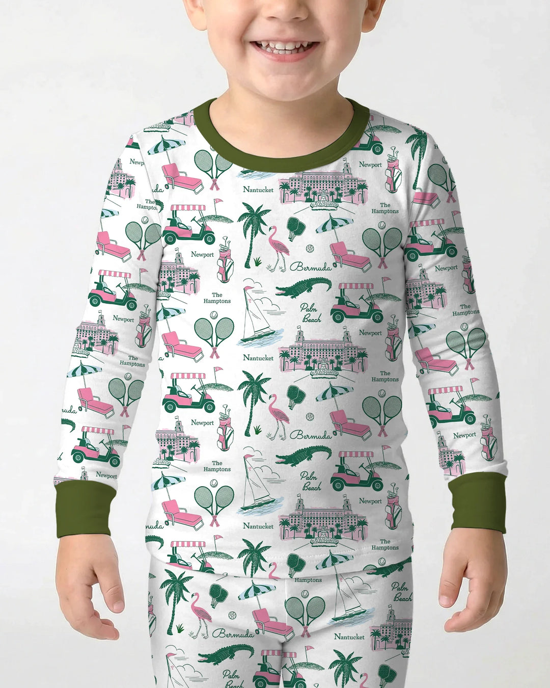 Preppy Palm Getaway Bamboo Two Piece Long Sleeve Pajama Set