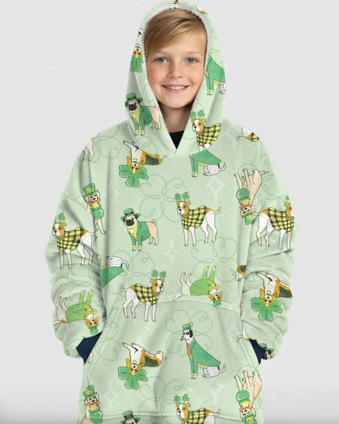St. Patrick's Day Welpen tragbare Bambus-Decken-Kapuzenjacke