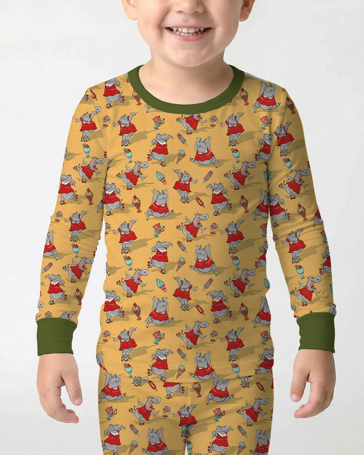 Zweiteiliges Langarm-Pyjama-Set mit Sommerfrüchten