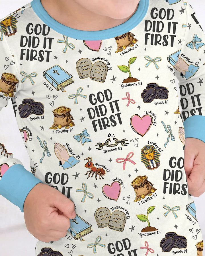 Zweiteiliges Langarm-Pyjama-Set mit Sommerfrüchten