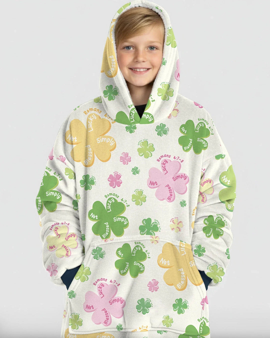 Kleeblatt-Druck St. Patrick's Day Tragbarer Bambus-Deckenhoodie