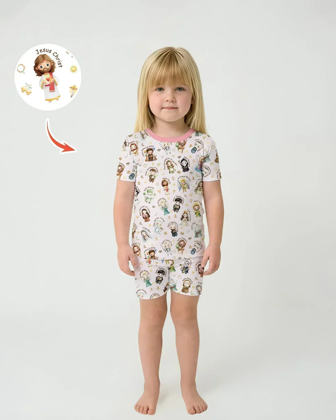 Template Zweiteiliges Pyjama-Set mit kurzen Ärmeln und Shorts