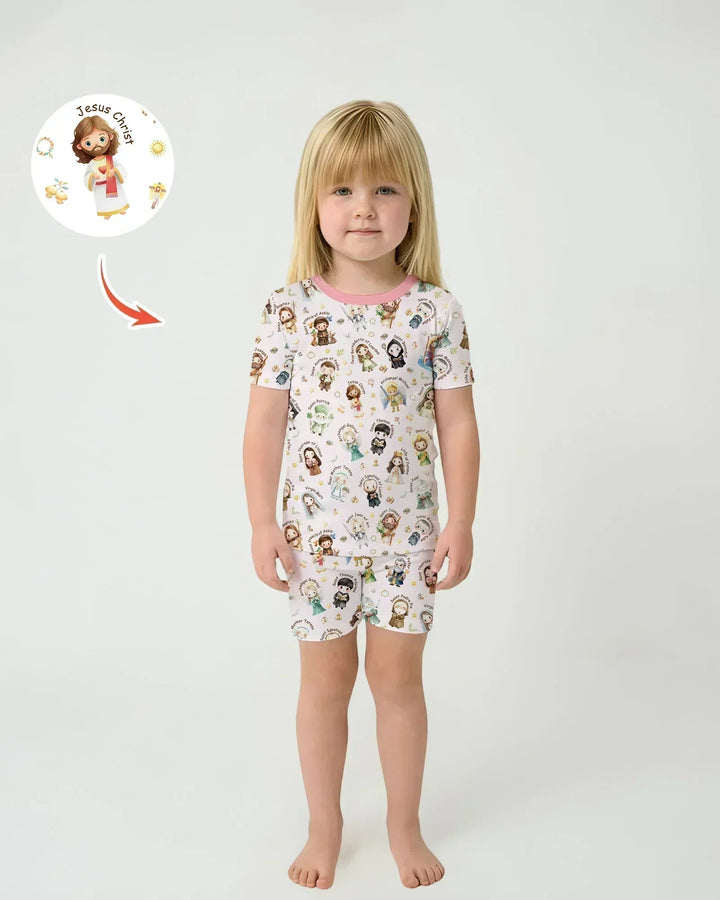 Template Zweiteiliges Pyjama-Set mit kurzen Ärmeln und Shorts