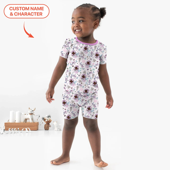 Zweiteiliges Pyjama-Set mit kurzen Ärmeln und Shorts im Sommer-Design