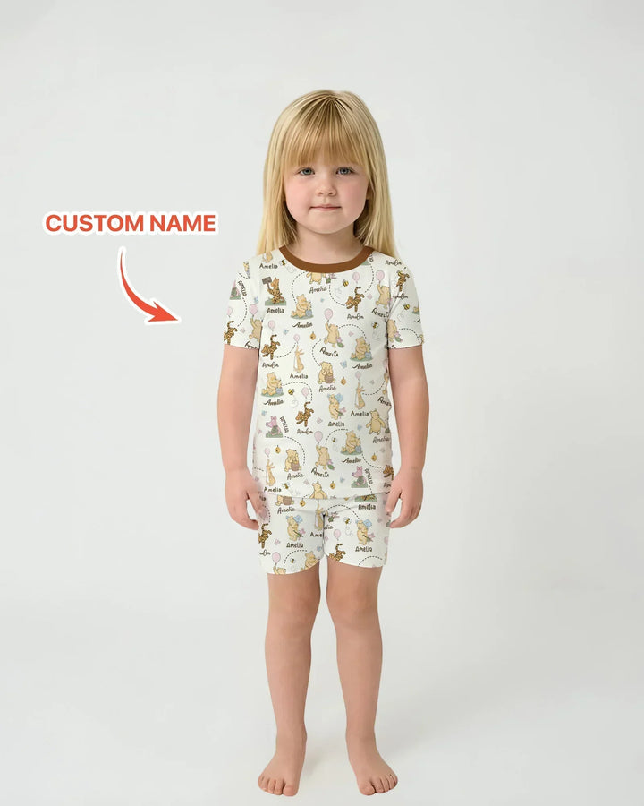 Zweiteiliges Pyjama-Set mit kurzen Ärmeln und Shorts im Sommer-Design