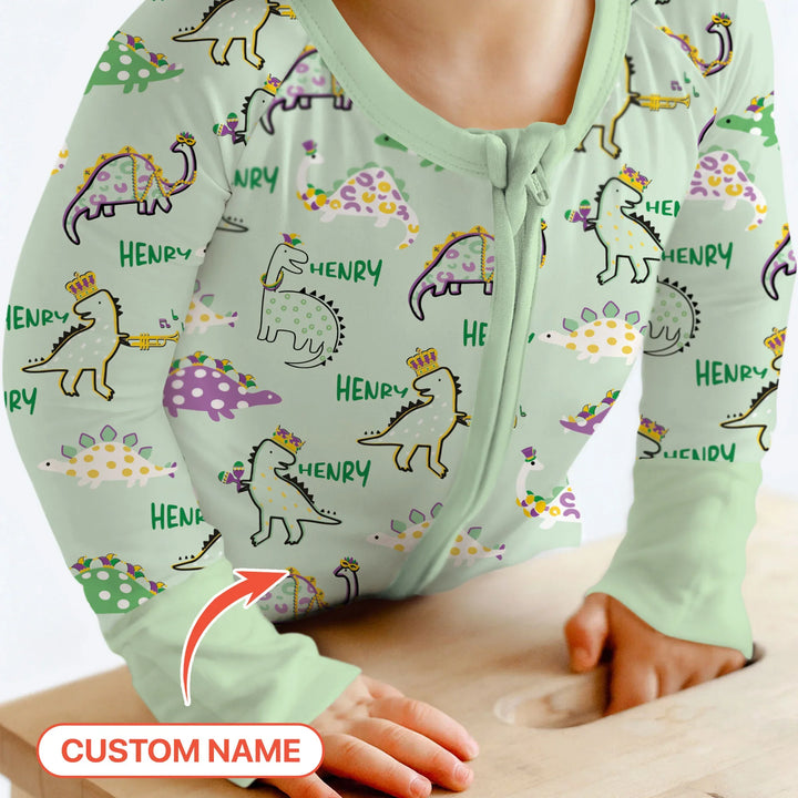 Custom Name Mardi Gras Saurus Bamboo Convertible Zippy