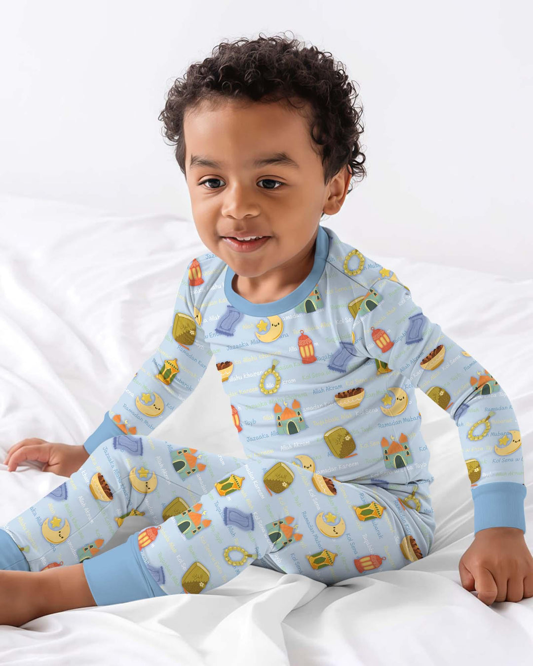 Ramadan Mubarak Family Matching Bamboo Two Piece Long Sleeve Pajama Set