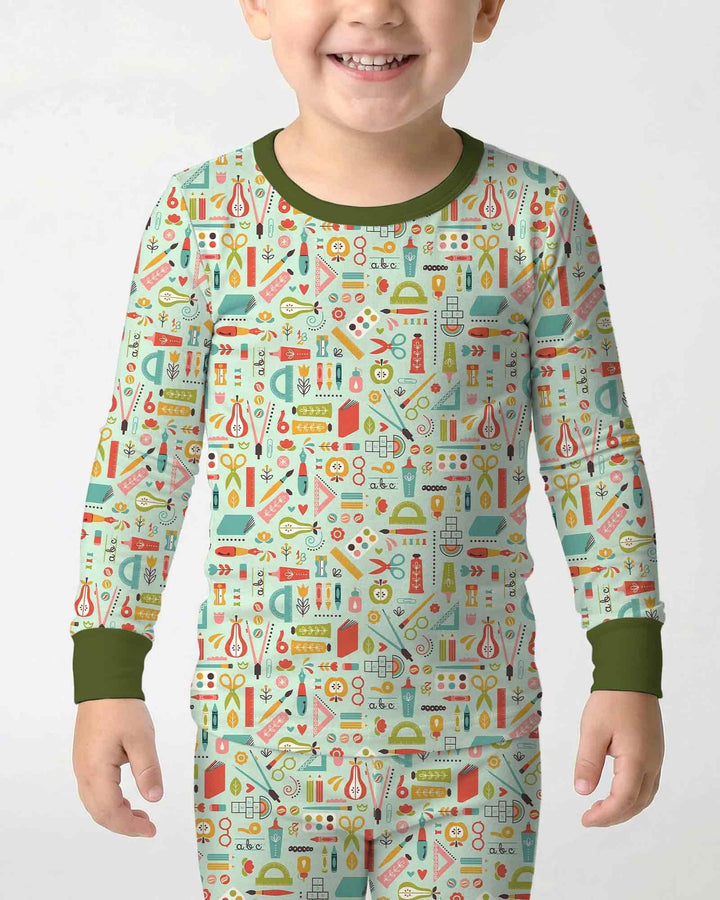 Zweiteiliges Langarm-Pyjama-Set mit Sommerfrüchten