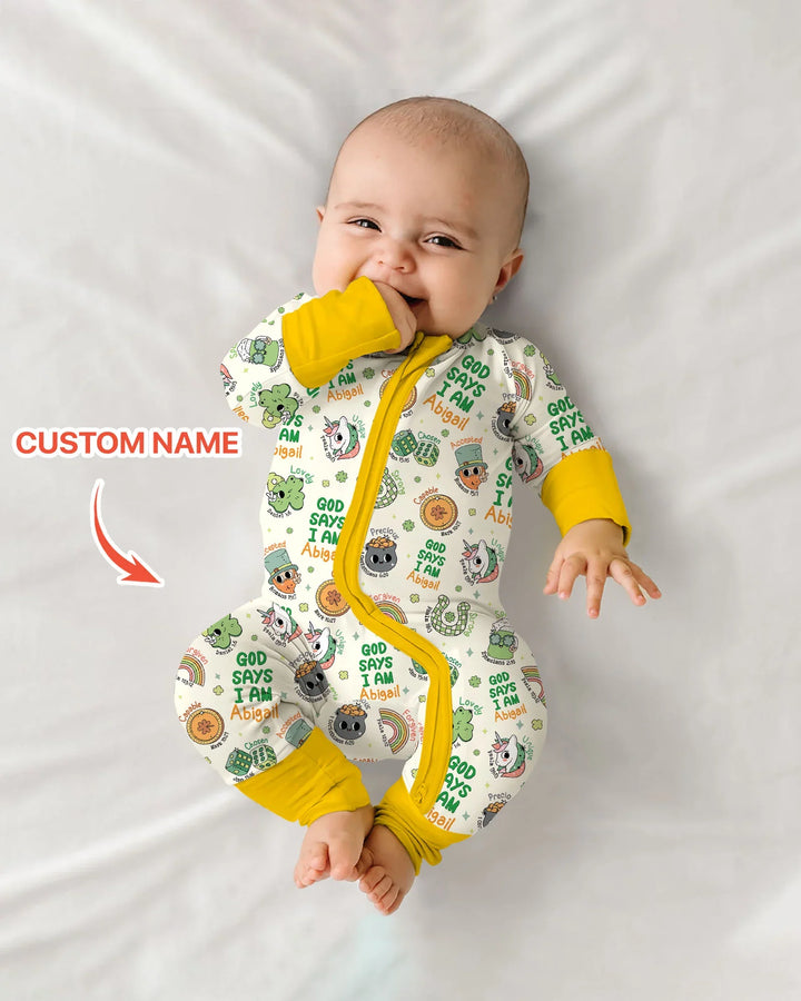 Personalized God Says I Am St. Patrick's Day Family Matching Bamboo Convertible Zippy